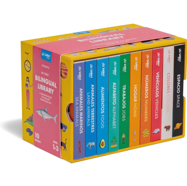 My First Bilingual Library: A Spanish-English Vocabulary Board Book Set of Colors, Numbers, Animals, ABCs, and More (Si Sabo Kids)