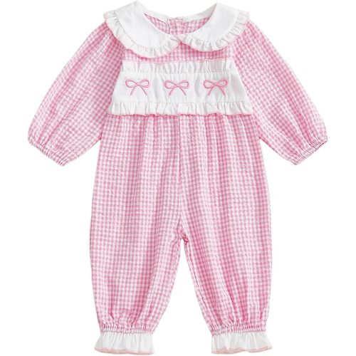 Seyurigaoka Newborn Baby Girl Outfits Hunting Camo Clothes Smocked Bubble Romper Long Sleeve Jumpsuit One Piece Outfit
