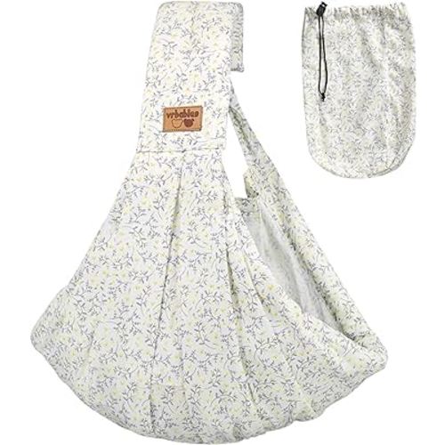 Baby Sling Carrier Newborn, Adjustable Easy Wearing Baby Nursing Warp Sling, New Mom Dad Soft Cotton Baby Front Holder Carrier for Infant Toddler Life Travel Essential Gifts (Yellow Flower)