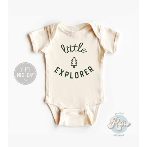 Little Explorer Bodysuit - Little Explorer Natural Baby Onesie® - Retro Outdoors Gift