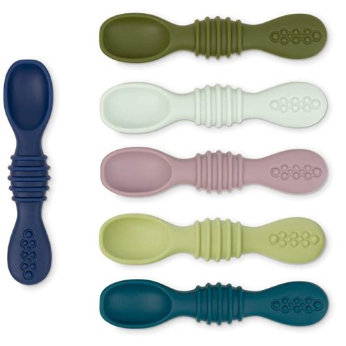 Baby Spoon Set (2pcs/set), BPA Free Silicone Self Feeding Toddler Utensils,  High-value Baby Silicone Spoon, Complementary Food Spoon for Kids Ages 4  Months+, Blue