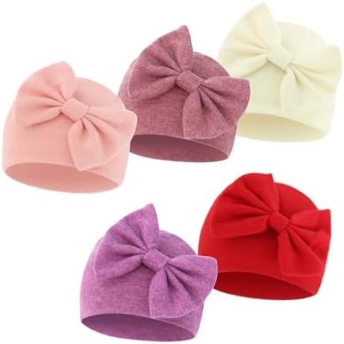 Newborn Hospital Hats Beanie Bow Infant Caps Baby Cotton Cloth Turban Toddler Rabbit Ear Hat for 0-6 Months