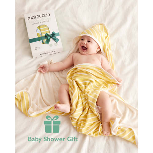 2-Pack Momcozy Baby Hooded Towels - Lemon Design