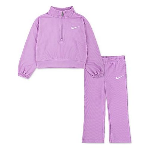 Baby & Toddler Girls Nike Ribbed Quarter-Zip Top & Flared Leggings 2-Piece Set