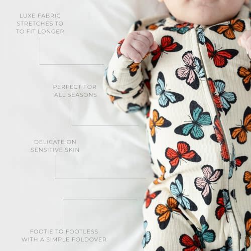 Posh Peanut Convertible Baby Sleeper - Girls Footless Baby Pajamas with 2 Way Zipper for Easy Diaper Changes