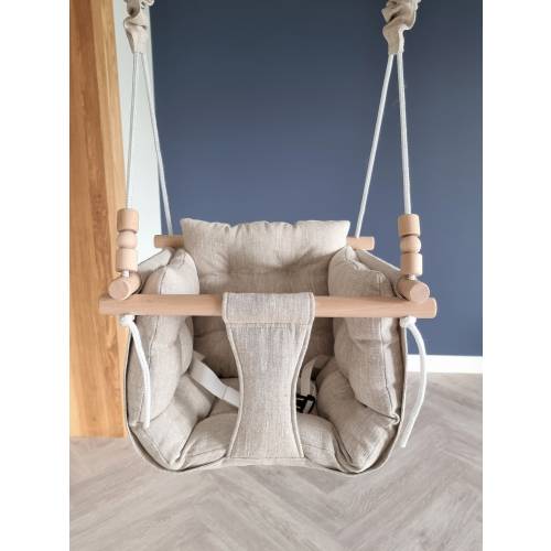 Royal Baby Swing Melange Natural Linen/Baptism Gift/Toddler Swing/Natural Swing/Linen Swing/Indoor Swing/First Birthday Gift/Swing Chair