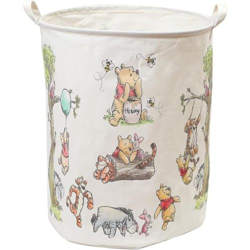 Nursery Storage Basket, Large Barrel Shaped Canvas Laundry Hamper With A Waterproof PE Coating, Foldable, for Kids, Boys and Girls, Bathroom and Bedroom Set, Clothes,Toys Bin.(White)