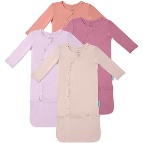 PurComfy Supersoft Baby Sleeper Gowns, Premium Bamboo Viscose Infant Nightgown Sleepers Preemie Newborn Snap Bundler
