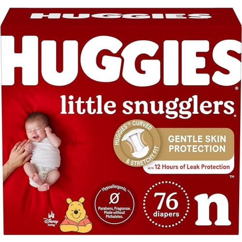 Huggies Newborn Diapers Little Snugglers Newborn Diapers, Size 1 (up to 10 lbs), 76 Count