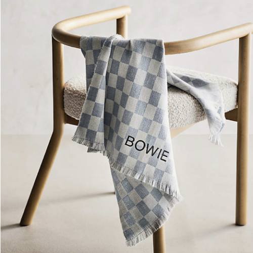 Cloudy Blue Checkmate Baby Stroller Blanket by Leanne Ford