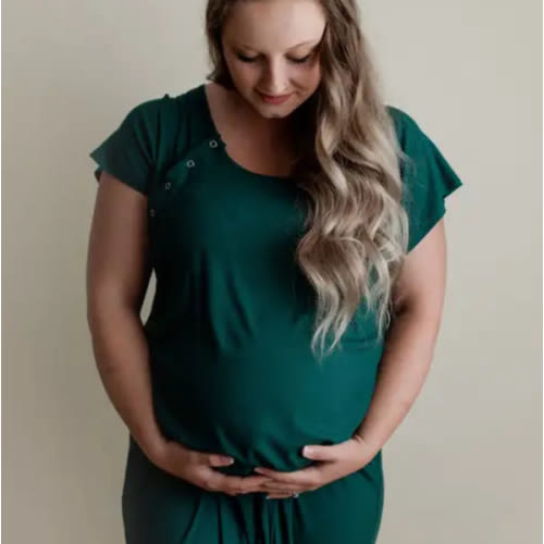 Three Little Tots- Green Mommy Labor And Delivery/Nursing Gown- Green