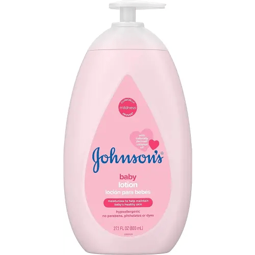 Johnson's Moisturizing Mild Pink Baby Lotion with Coconut Oil for Delicate Baby Skin, Paraben-, Phthalate- & Dye-Free, Hypoallergenic & Dermatologist-Tested, Baby Skin Care, 27.1 Fl. Oz