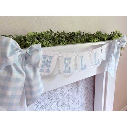 Blue Gingham Personalized Name Banner - Baby Shower - Hospital Name Banner - Baby Announcement Banner - First Birthday Banner