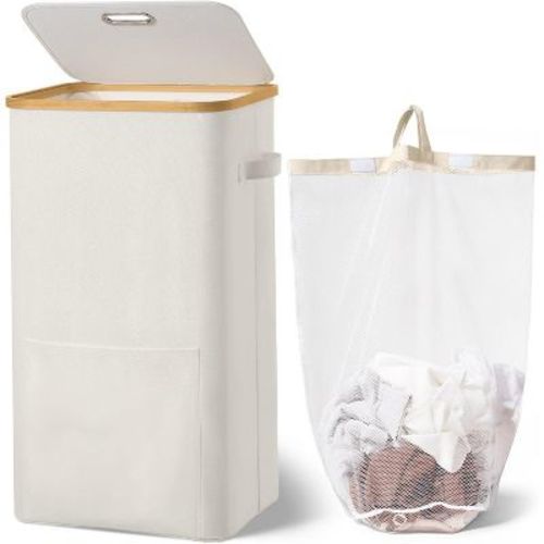 Laundry Basket with Lid,Collapsible Clothes Hampers for Laundry with Handles and Removable Inner Bag,Large Hamper