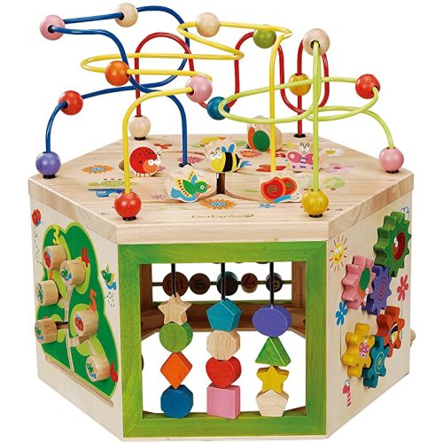 Amazon.com: EverEarth Garden Activity Cube. Wood Shape & Color Sorter, Bead Maze & Counting Baby Toy : Toys & Games