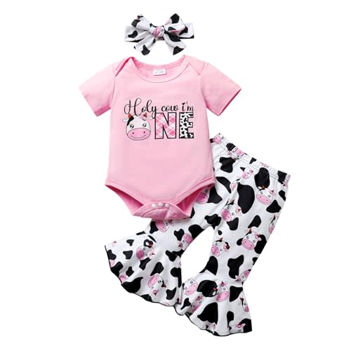 YOUNGER TREE Baby Girl 1st Birthday Outfit - My First Birthday Romper & Flared Pants
