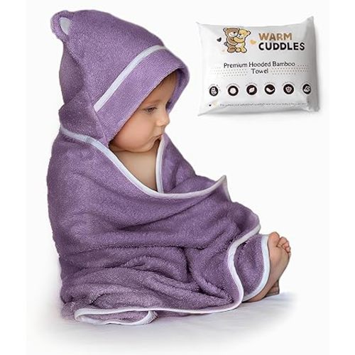 Premium Baby Bath Towel - Rayon from Organic Bamboo Hooded Baby Towels - Newborn Baby Towels with Hood - Large Hooded Towel for Newborn Infant Boy Girl (Purple)