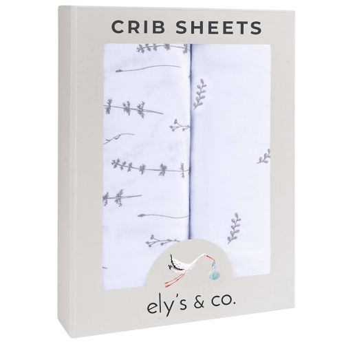 Ely’s & Co. Crib Sheets, Baby Boy/Girl Fitted Crib Mattress Sheet Set, 2 Pack, 100% Jersey Knit Cotton, Infant and Toddler Nursery Bedding, Forest Grey Print, 28” x 52”