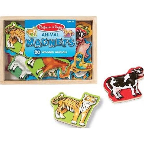 Melissa & Doug Wooden Animal Magnets Set (20 Pieces) – Farm, Zoo & Pet Fridge Magnets in Storage Box – Montessori Preschool Learning Toys for Toddlers & Kids Ages 2+ - FSC-Certified