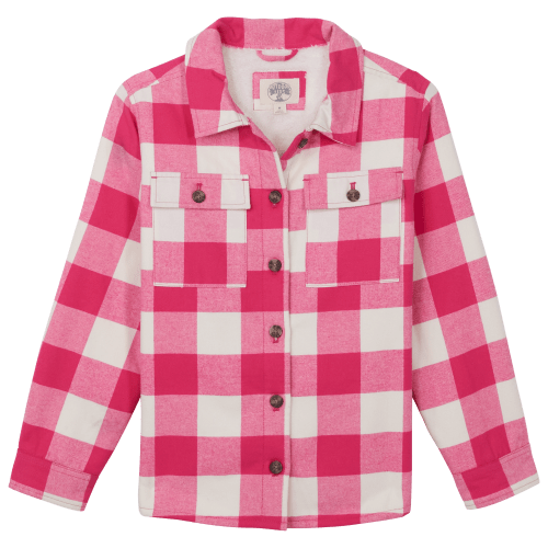 Outdoor Kids Sherpa-Lined Flannel Long-Sleeve Button-Down Shirt for Babies, Toddlers, or Kids