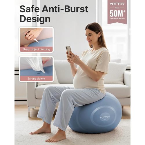 YOTTOY Anti-Burst Exercise Ball for Working Out, Yoga & Pregnancy, Extra Thick Workout Ball for Physical Therapy & Fitness