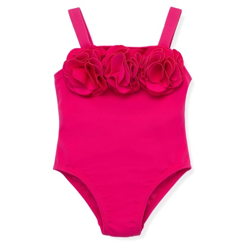 Baby Rosette One-Piece Swimsuit, 18 M, Dark Pink
