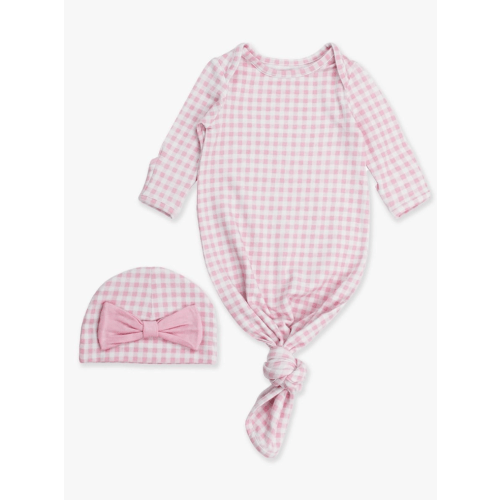 Mommy & Me; Newborn Ruffle Knotted Sleep Gown & Hat Set | RuffleButts & RuggedButts