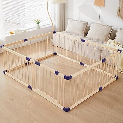 Kids Baby Toddler Playpen Indoor Portable Wooden Freestanding, Kids Baby Pet Cats Dogs Animals Toy Play Fence with Door,Safe Zone Playpen,Baby Safety Play A Perfect Birth Birthday Gift(120x160x61cm)