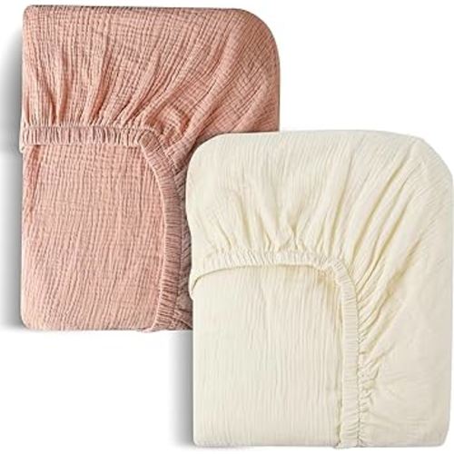 Muslin Cotton Crib Sheets 2 Pack 100% Cotton Unisex Sheet Fits Standard Crib Sheets and Toddler Sheets for Baby Girls Boys 28x52 Inch Soft Comfortable Breathable Crib Sheet Bohemian