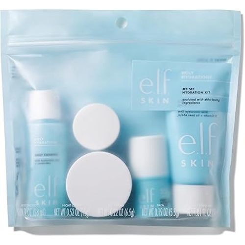 e.l.f. SKIN Holy Hydration! Jet Set Hydration Kit, Travel Friendly Hydrating Skincare Set, Face Cleanser, Balm, Moisturizer, Eye Cream & Night Cream, Vegan & Cruelty-Free