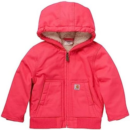 Carhartt Baby Girls' Sherpa-Lined Hooded Canvas Zip-Up Jacket