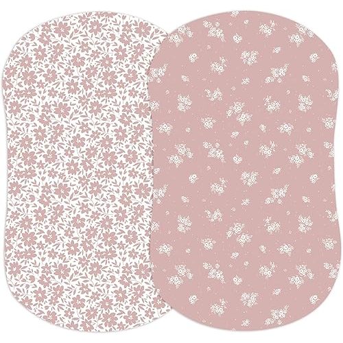 2-Pack Fitted Bassinet Sheets (Antique Rose) - Buttery Soft Cotton Blend for Standard Bassinet