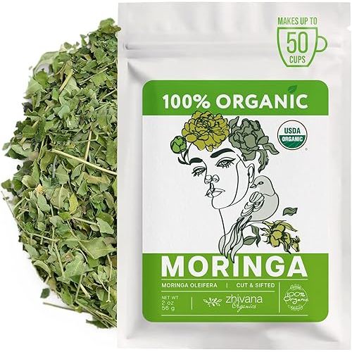 Organic Moringa Tea Loose Leaf– Superfood Herb for Natural Energy - Antioxidant-Rich, Mineral-Rich, Caffeine-Free – Moringa en Hojas Secas - Herbal Coffee Alternative (3oz.)