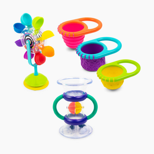 Sassy Waterfall, Funnel, & Fill Cups Bath Toy Gift Set (5 piece)