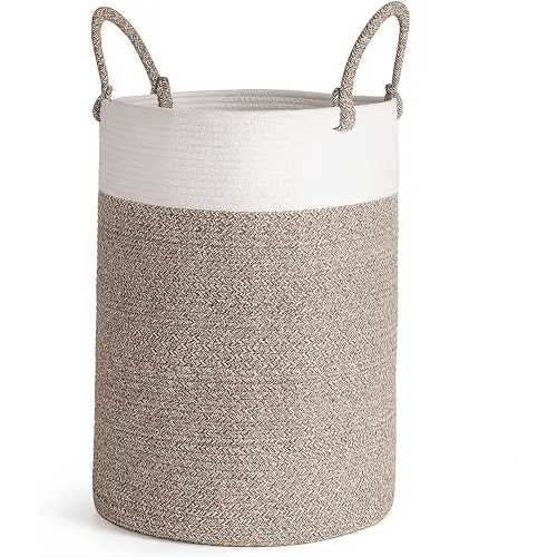 INDRESSME Large Laundry Basket, 60L Dirty Clothes Hamper, Baby Laundry Hamper for Toys, Woven Laundry Basket for Clothes, Blanket Storage Basket, 19.7 x 13.8 inches