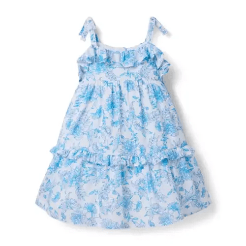 Girl Kingfisher Blue Floral Floral Ruffle Dress by Janie and Jack