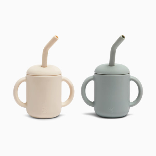 AEIOU Sippy Cup with Straw - Sage + Oat Milk
