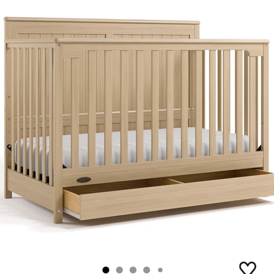 Graco Hadley 5-in-1 Convertible Crib with Drawer – GREENGUARD Gold Certified, Fits Standard Crib Mattress, Converts to Toddler Bed, Daybed and Full Bed, 4 Adjustable Mattress Heights (Driftwood)