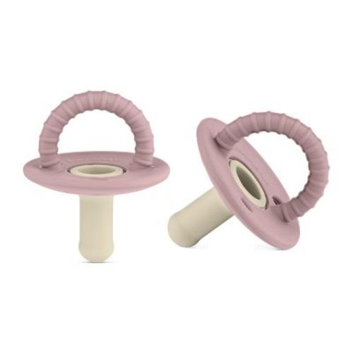 Lulababe Pacifer - Set of Soft Two Tone Pacifier for Newborns Infants and Babies (0-12 Months) - Ash Bleu + Khaki, Stage 1: 0-12m
