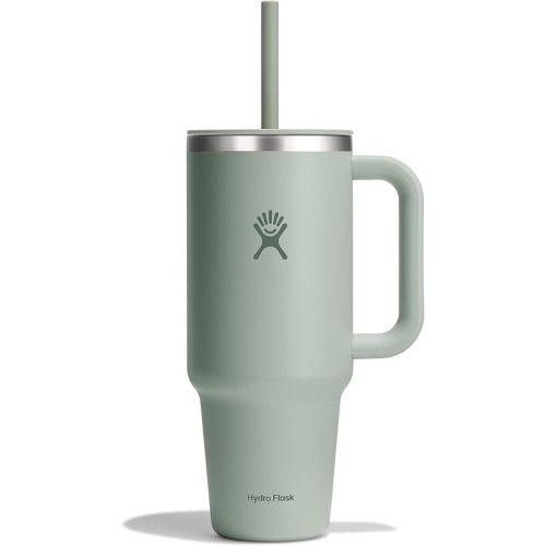 Hydro Flask 40 Oz Travel Tumbler with Handle, Lid and Straw - Insulated Stainless Steel in Tonal Agave