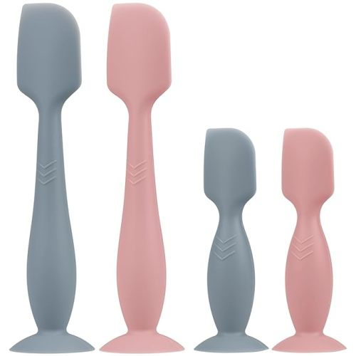 Baby Butt Paste Spatula - 4 Pack Diaper Cream Applicator Silicone for Babies: 2x Large , 2 small (Blush/Ether)