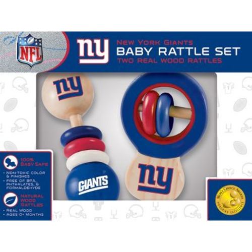 Baby Fanatic Wood Rattle 2 Pack - Nfl New York Giants Baby Toy Set