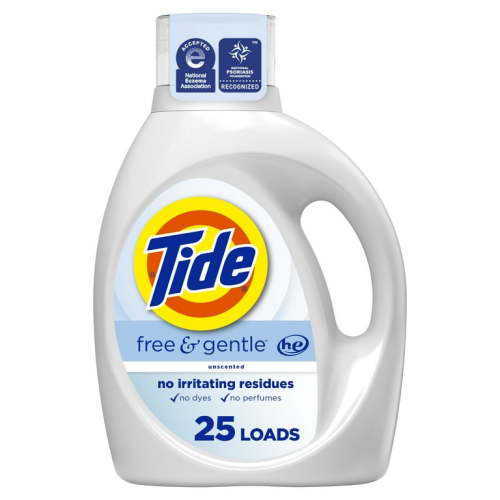 Tide Free & Gentle Liquid Laundry Detergent, 25 Loads, 34 fl oz