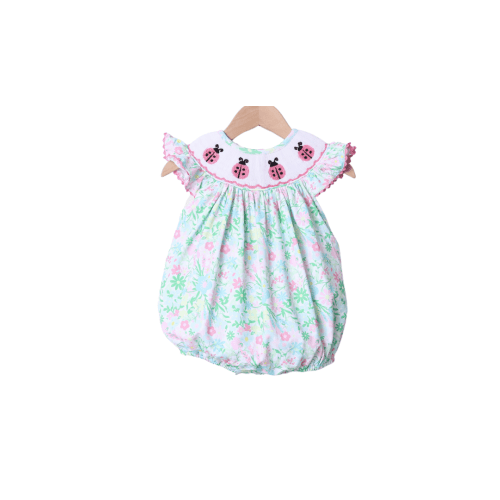 Smocked Lady Bug Ellie Floral Bubble – The Smocked Flamingo