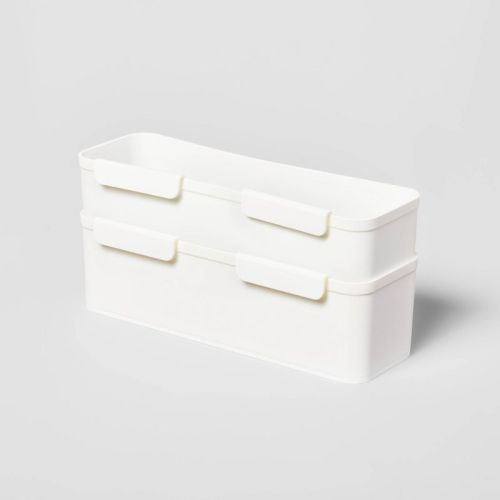 Set Of 2 Long Cart Divider Cups - Brightroom™: White Storage Trays, Utility Cart Accessories, 11.22" Length