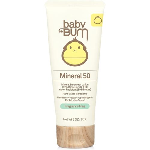 Sun Bum Baby Bum SPF 50 Sunscreen Lotion with Mineral UVA/UVB Face and Body Protection for Sensitive Skin - Fragrance Free - Travel Size - 3 FL OZ
