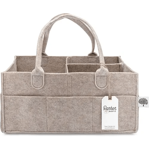 Parker Baby Co. Diaper Caddy - Nursery Storage Bin and Car Organizer for Diapers and Baby Wipes - Oatmeal, Large
