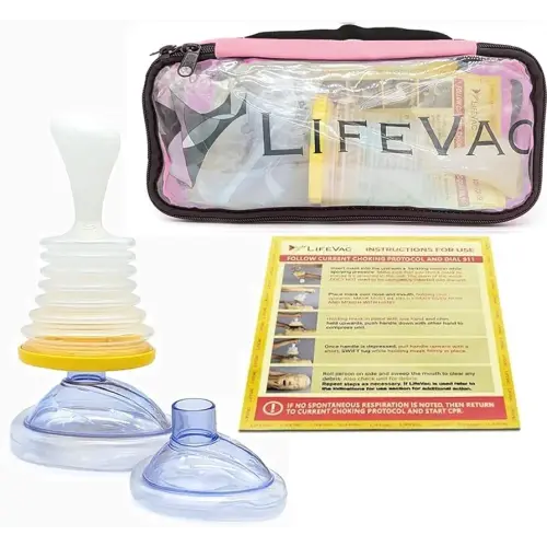 LifeVac Pink Travel Kit (Canadian Version) - Choking Rescue Device, Portable Suction Rescue Device First Aid Kit for Kids and Adults, Portable Airway Suction Device | Anti Choking Device for Children and Adults