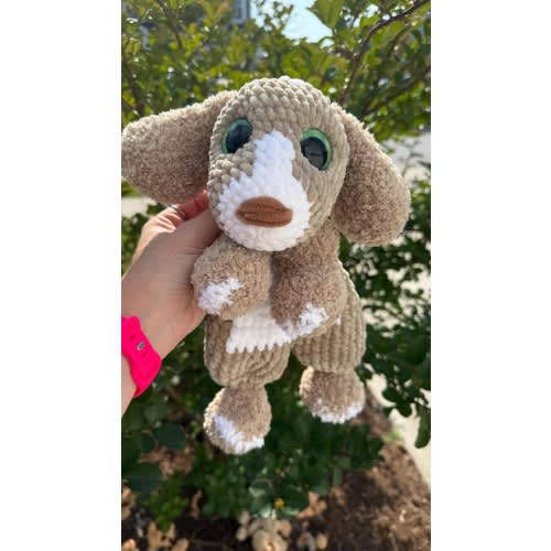 super cute custom order dog snuggler stuffed animal Amigurumi crochet pet