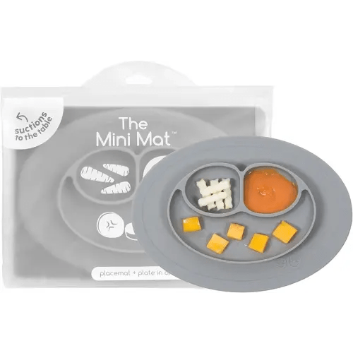 Amazon.com : ezpz Mini Mat for 12 Months+ (Gray) - 100% Silicone Baby Plates with Suction and Built-in Placemat for Infants + Toddlers - Baby Led Weaning - for Highchair, Dining Table and Travel : Baby